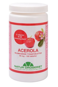 Acerola naturel C-vitamin tabletter, 90 mg., 100 stk.