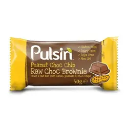 Pulsin Peanut Choc chip raw choc brownie, 50 g