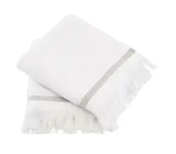 Håndklæde, 40x60 cm, Hvid med grå striber