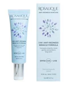 Rosalique 3 i 1 anti-rødme creme med SPF50, 30ml.