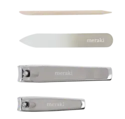 Meraki Negle Kit m. Cuticle Push, Nail File, small Slipper and large Clipper Grå