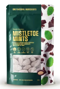 Simply Chocolate Mistletoe Mints, 100g.