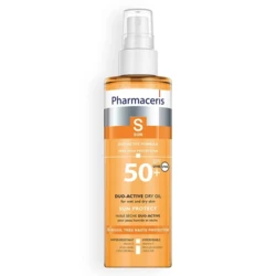 Pharmaceris S Solbeskyttende olie med duoaktiv formular til våd og tør hud, SPF 50+, 200ml.