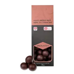 Økoladen Hasselnødder m. 72% Mørk Chokolade Ø, 90g.