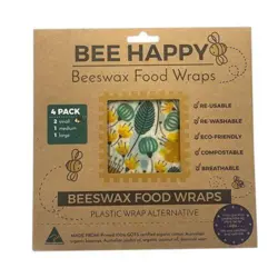 Bee Happy Beeswax Food Wraps 4 Pack