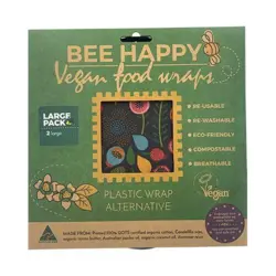 Bee Happy Vegan Food Wraps - 2 x large