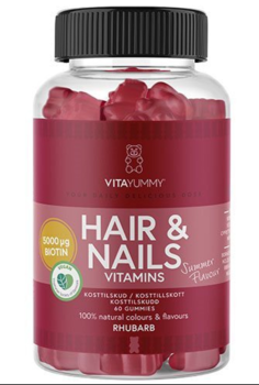 VitaYummy Hair & Nails Gummies "Summer Edition" Rhubarb, 60 stk.