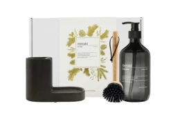 Meraki Gaveæske, jul, dark grey holder + nature brush + shadow lake dish wash, 490ml.