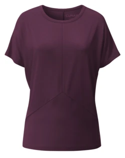 Curare Flow #2564 shirt round neck deviding seams - Dark plum