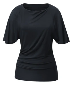 Curare Flow #2566 shirt short fancy batwing sleeves - Midnight-blue