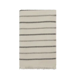 Meraki Håndklæde Råhvid - sorte striber, l: 140 cm, w: 70 cm