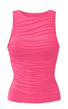 Curare Flow #2405 gathered top round neck - Raspberry