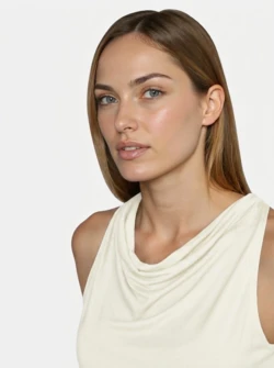 Curare Flow #2601 top turtle-waterfall neck - Soft-white