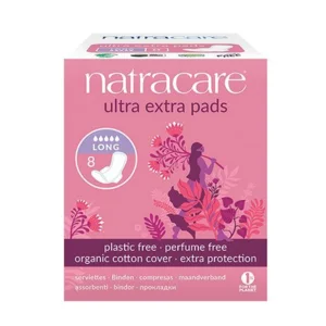 Natracare ultra extra bind long og m. vinger, Øko, 8 stk.
