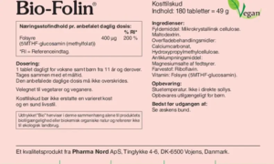 Bio-Folin 400mcg. folinsyre, 180tabl.