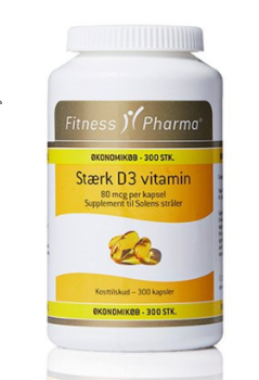 Fitness Pharma Stærk D3 vitamin, 300 kapsler.