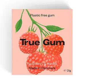 True Gum Tyggegummi Raspberry & Vanilla, 21g.