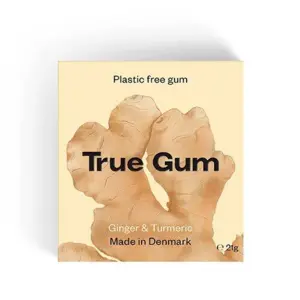 True Gum Tyggegummi Ginger & Turmeric, 20g.