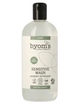 Byoms Home Sensitive Wash Probiotic Laundry Detergent (Ecocert), 500ml.