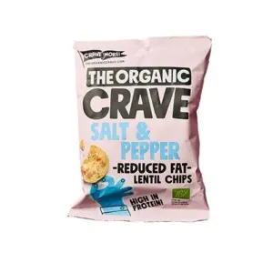 The Organic Cave High Protein Lentil Chips Ø Salt & Pepper, 30g.