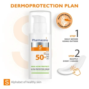 Pharmaceris S Ultra Solbeskyttende Ansigtscreme, for urenhud SPF 50+, 50ml