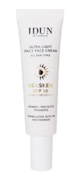 Idun Ultra Light Daily Face Cream, Solsken SPF50, 30ml.