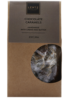 Lentz Karamel med Mørk Chokolade, 100g.