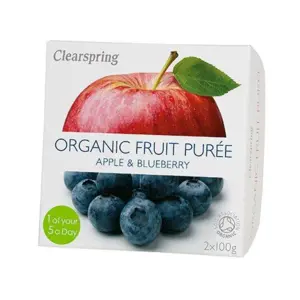 Clearspring Frugtpuré blåbær, æble Ø, 200g