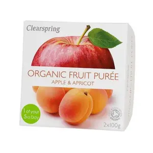Clearspring Frugtpuré abrikos, æble Ø, 200g