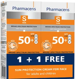 Pharmaceris S Beskyttende ansigtscreme til børn og voksne SAMPAK, SPF 50, 2 x 50ml.
