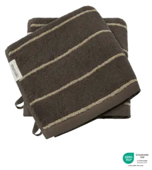 Meraki Håndklæde, Stribe, Army, 2 stk, 50x100cm.