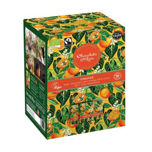 Chocolate and Love Orange Dispenser box, 120 x 5.5g chokolader. Ø, 660g.