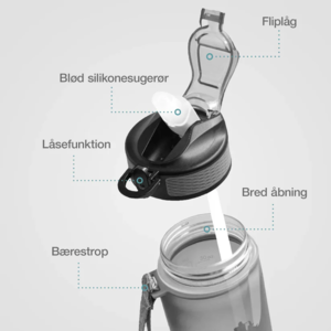 NUPO Smart Water Bottle Black, 1000ml.