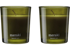 Meraki Æske m/2 stk Duftlys, Lavender rain, Grøn