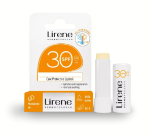 Lirene Solbeskyttende og fugtgivende læbepomade SPF30.