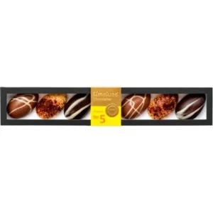 Gaveæske Nr. 5 m. 6 chokoladeæg Ø, 120g.