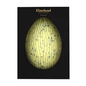 Elmelund Påskeæg hvid chokolade m. lakrids Ø, 130g.