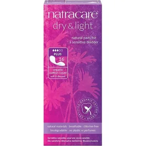 Natracare Dry & Light, plus (inkontinens) indpakket enkeltvis, Øko, 16 stk.
