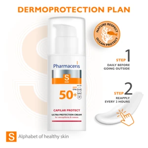 Pharmaceris S Solbeskyttende Ansigtscreme til vedvarende rødme og karsprængninger, SPF 50+, 50ml