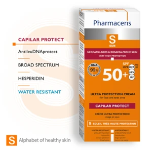 Pharmaceris S Solbeskyttende Ansigtscreme til vedvarende rødme og karsprængninger, SPF 50+, 50ml