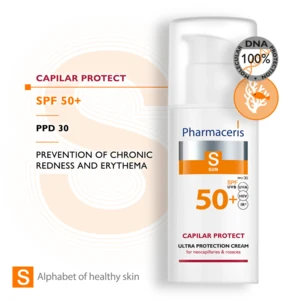 Pharmaceris S Solbeskyttende Ansigtscreme til vedvarende rødme og karsprængninger, SPF 50+, 50ml