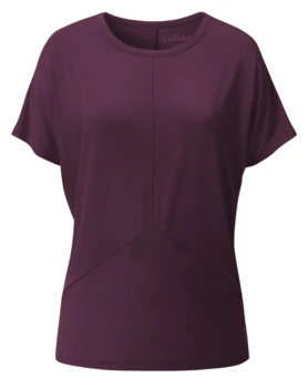 Curare Flow #2564 shirt round neck deviding seams - Dark plum