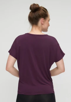 Curare Flow #2564 shirt round neck deviding seams - Dark plum