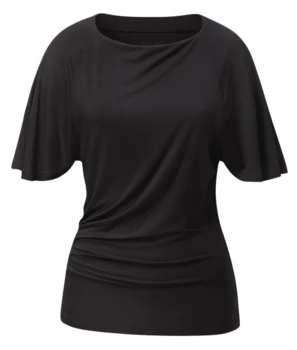 Curare Flow #2566 shirt short fancy batwing sleeves - Black