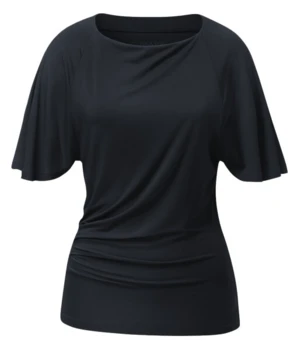 Curare Flow #2566 shirt short fancy batwing sleeves - Midnight-blue