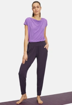 Curare Flow #9248 long pants relaxed - Dark aubergine