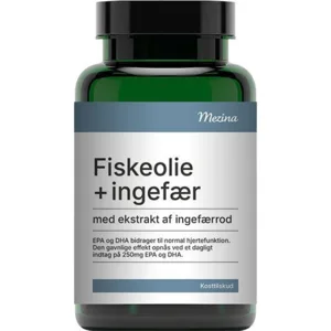 Mezina Fiskeolie med ekstrakt af Ingefærrod, 90kap.