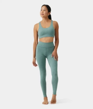 Manduka "Dhara" Scoop Bra, Black Sage Heather