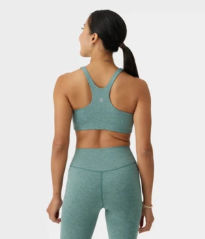 Manduka "Dhara" Scoop Bra, Black Sage Heather