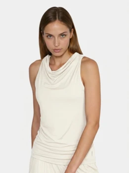 Curare Flow #2601 top turtle-waterfall neck - Soft-white
